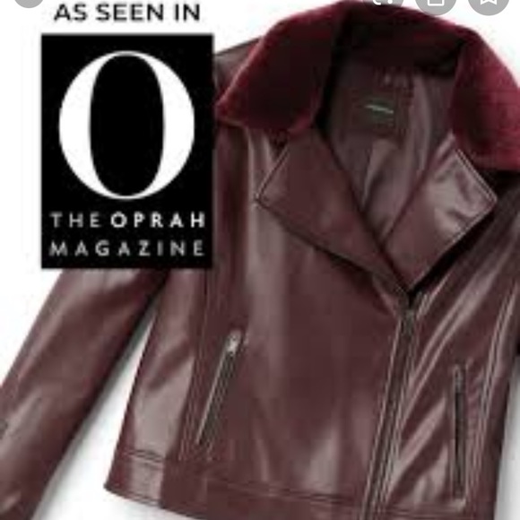 Faux-Leather Moto Jacket Removable Faux-Fur Collar - Picture 2 of 7